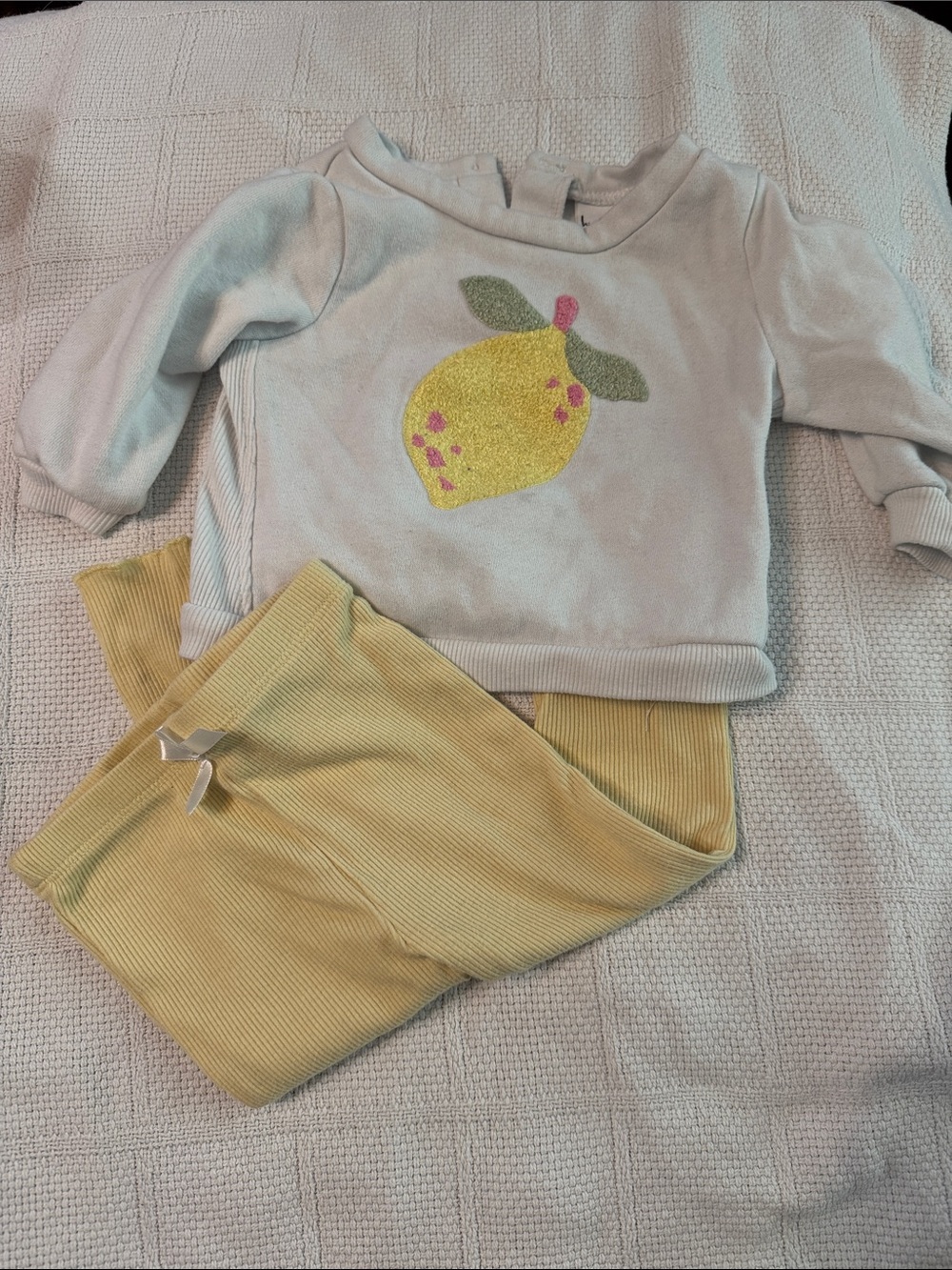 Nicole Miller Baby Lemon Sweatshirt and Yellow Ribbed Joggers